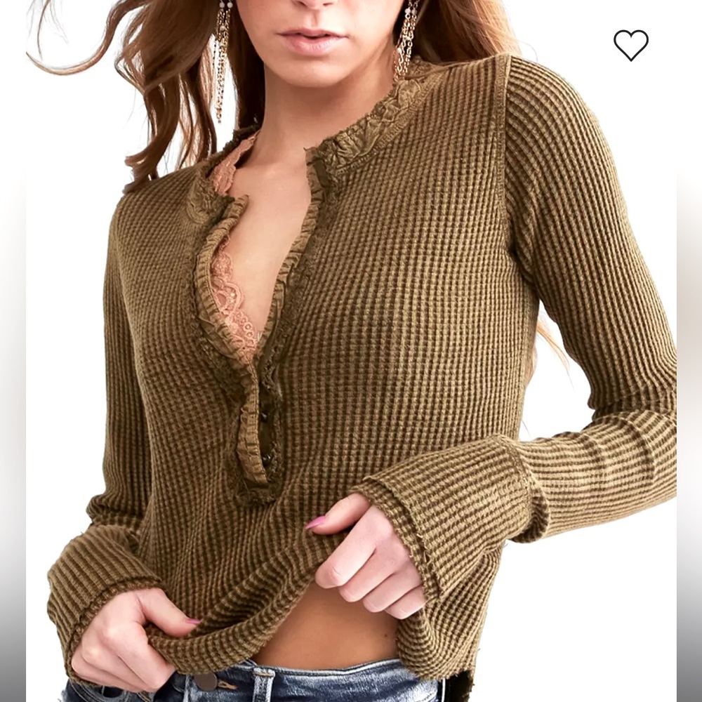 Free people colt thermal Henley honey color size small